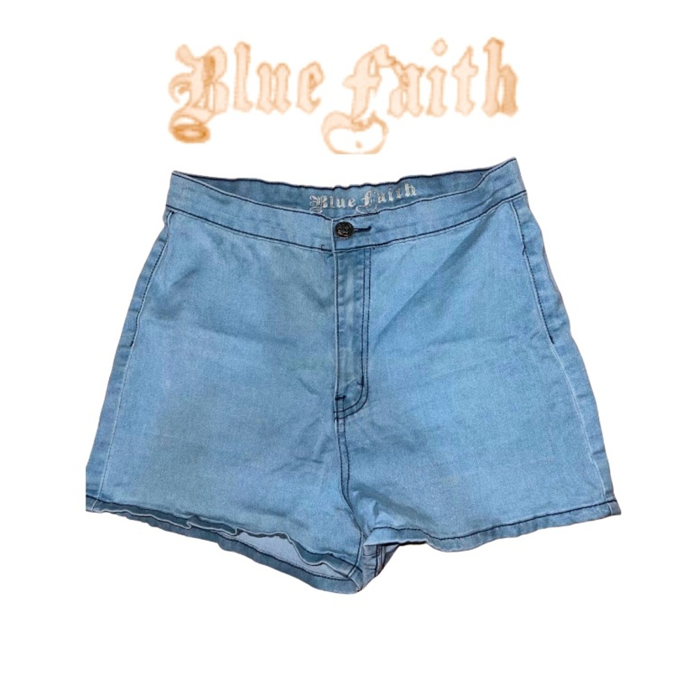 Blue Faith High Waisted Light Blue Denim Shorts